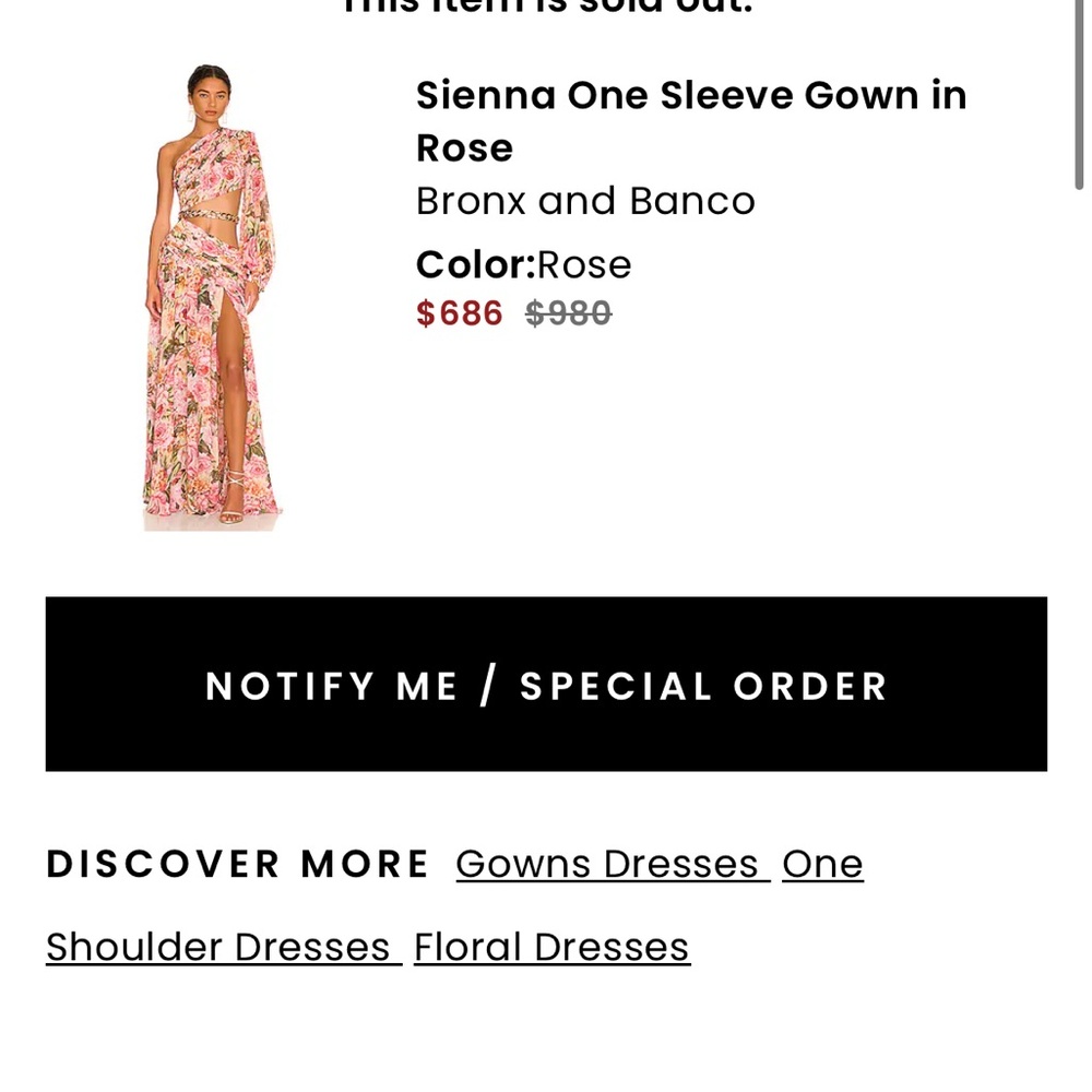 Bronx and Banco Sienna One Sleeve Gown in Rose - Picture 2 of 6